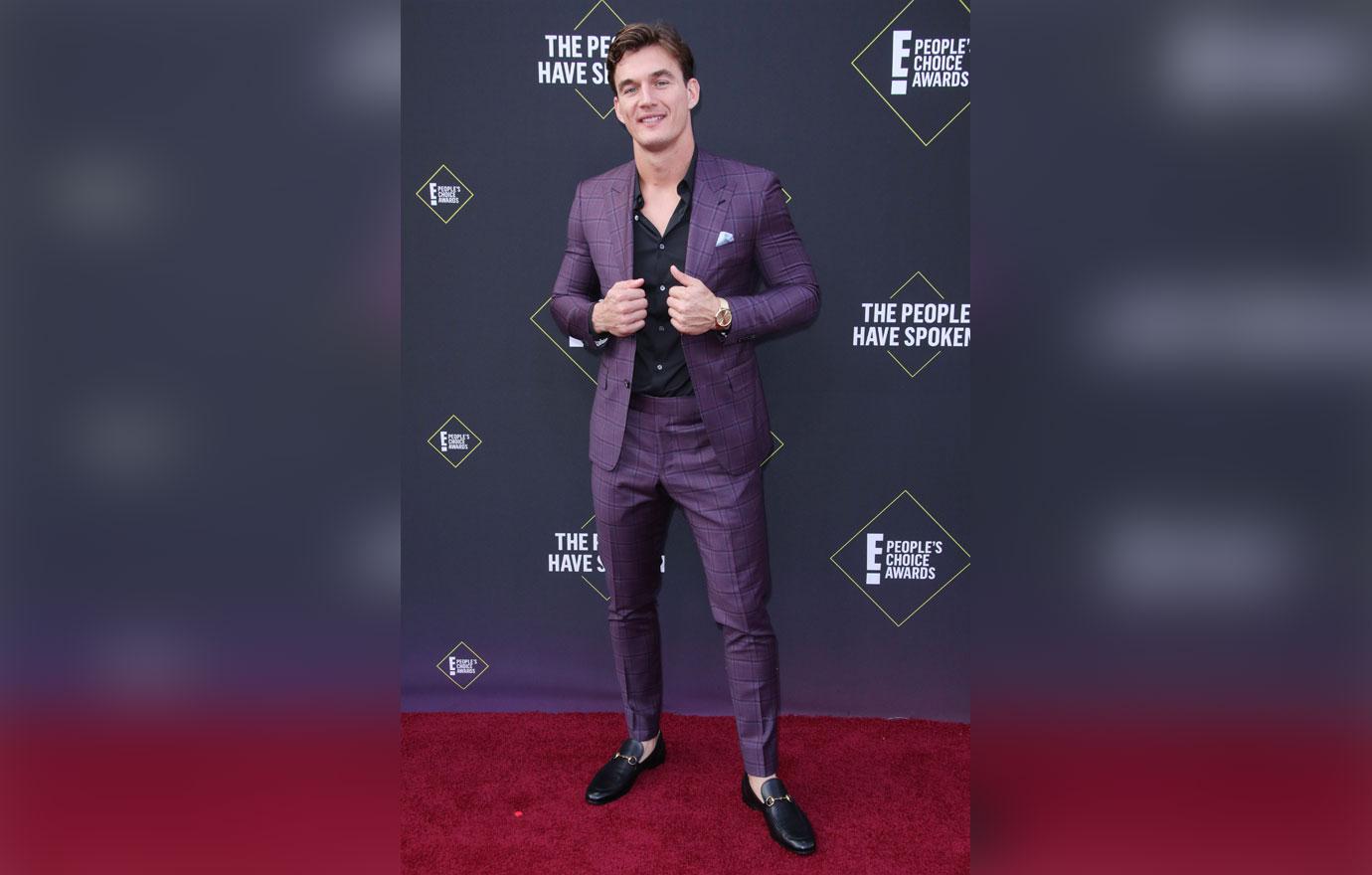 Tyler Cameron In Purple Suit On Red Carpet