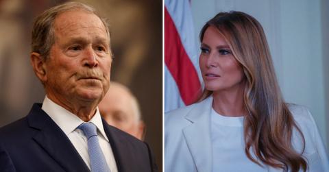 Photo of George W. Bush; picture of Melania Trump.