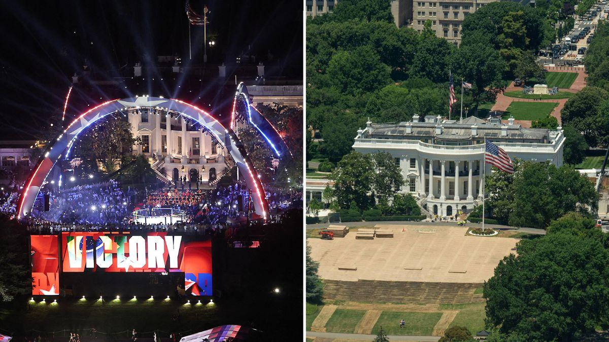 Photo of the White House South Lawn.