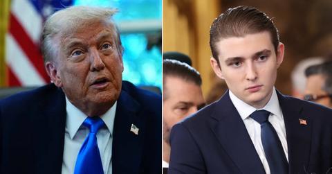 Split photo of Donald and Barron Trump