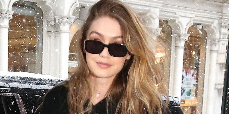 Gigi Hadid lets her hair flow on a snowy day in New York