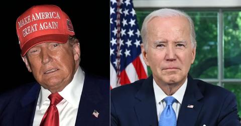 Photo of Donald Trump; picture of Joe Biden.