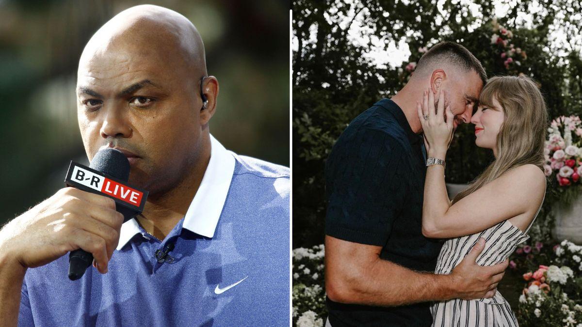 Split photo of Charles Barkley, Travis Kelce and Taylor Swift