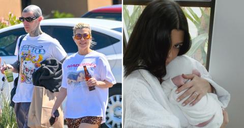 travis barker showers kourtney kardashian love mothers day  kids