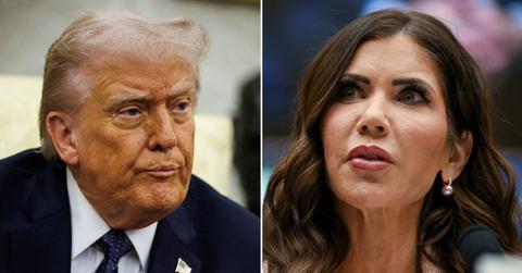 Split photo of Donald Trump and Kristi Noem.