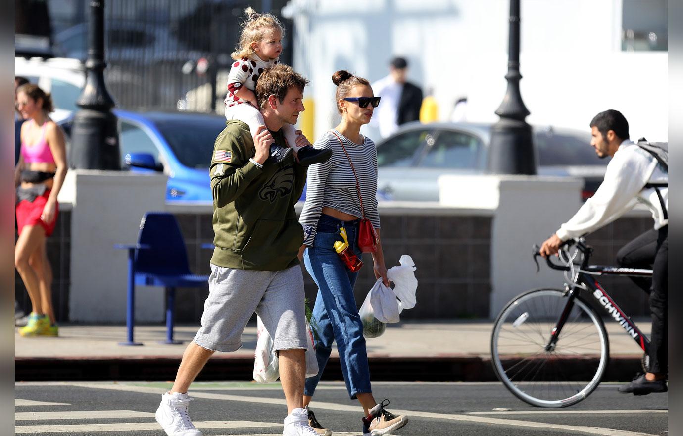 EXCLUSIVE: Bradley Cooper takes daughter and wife Irina to Farmers Market