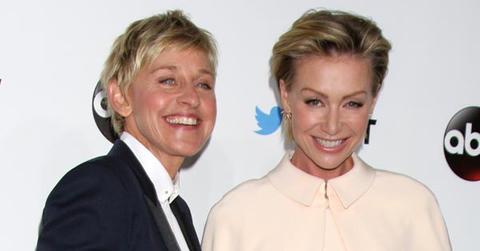 Ellen DeGeneres and wife Portia de Rossi hold hands and walk the red carpet together at #TGIT Premiere Event