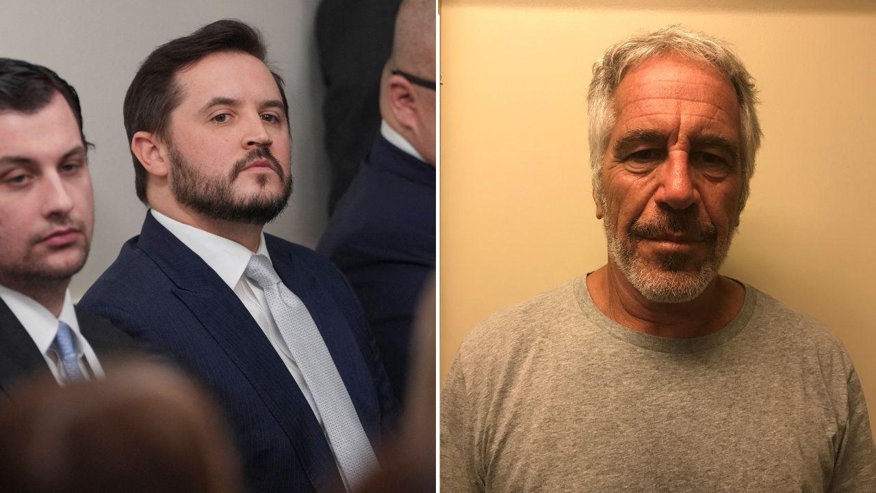 Split image Taylor Budowich and Jeffrey Epstein