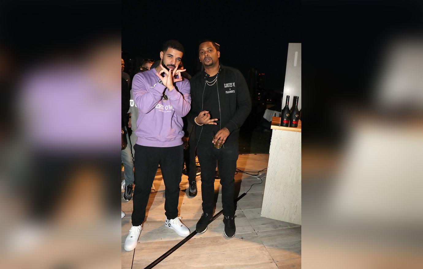 Drake and OVO Chubbs attend the Drake And Lebron James Pool Party In Toronto For Caribana 2017 on August 5 2017 in Toronto Canada. (Photo by Johnny NunezGetty Images for Remy Martin)