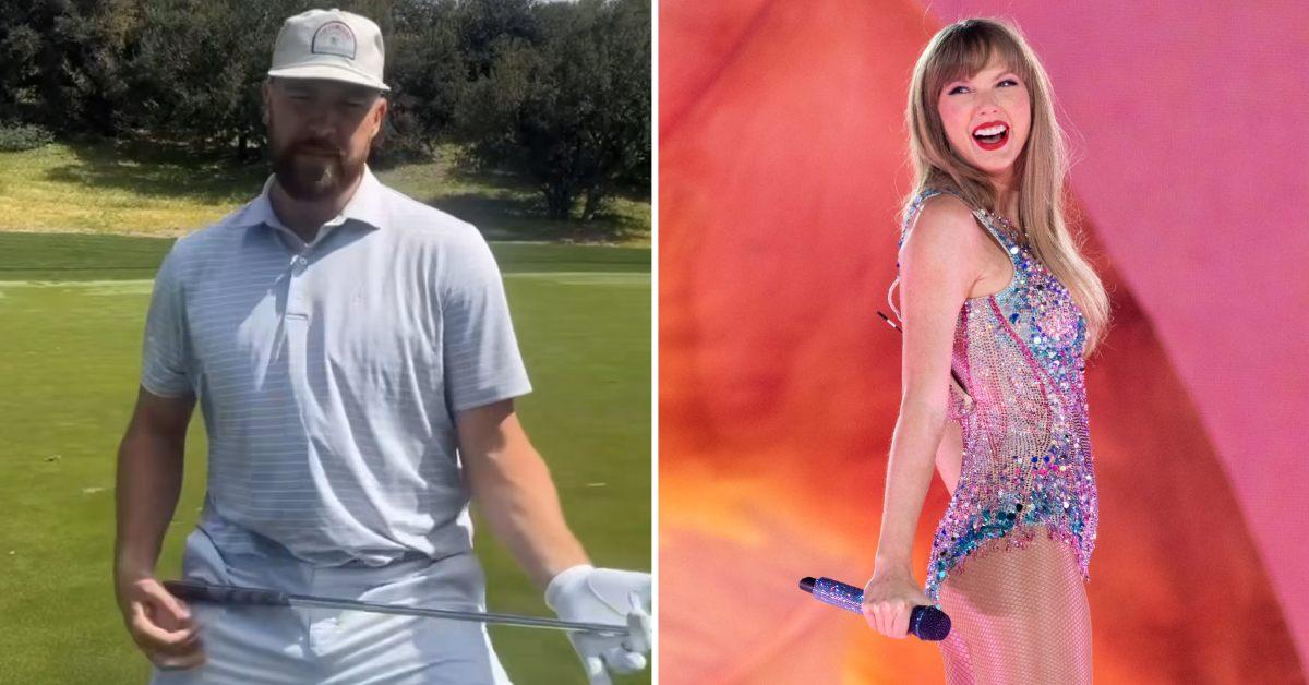 travis kelces friends try distract golf playing taylor swifts song watch