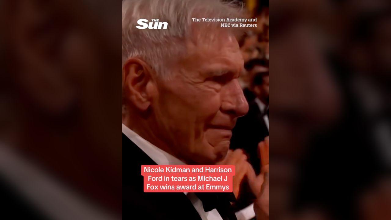 Photo of Harrison Ford got emotional over Michael J. Fox's award.