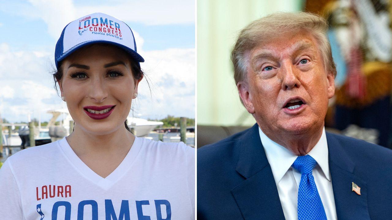 Photo of Laura Loomer and Donald Trump. 