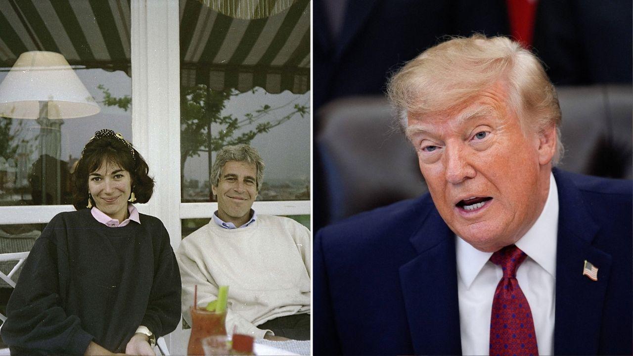Split Photo of Jeffrey Epstein, Ghislaine Maxwell and Donald Trump