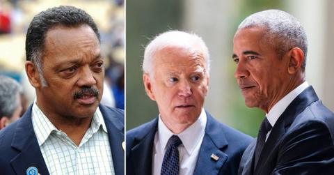 Split photo of Jesse Jackson, Joe Biden and Barack Obama.
