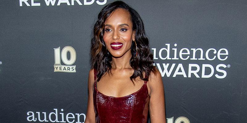 Kerry washington red leather derss slit up to there main