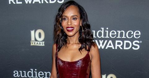 Kerry washington red leather derss slit up to there main