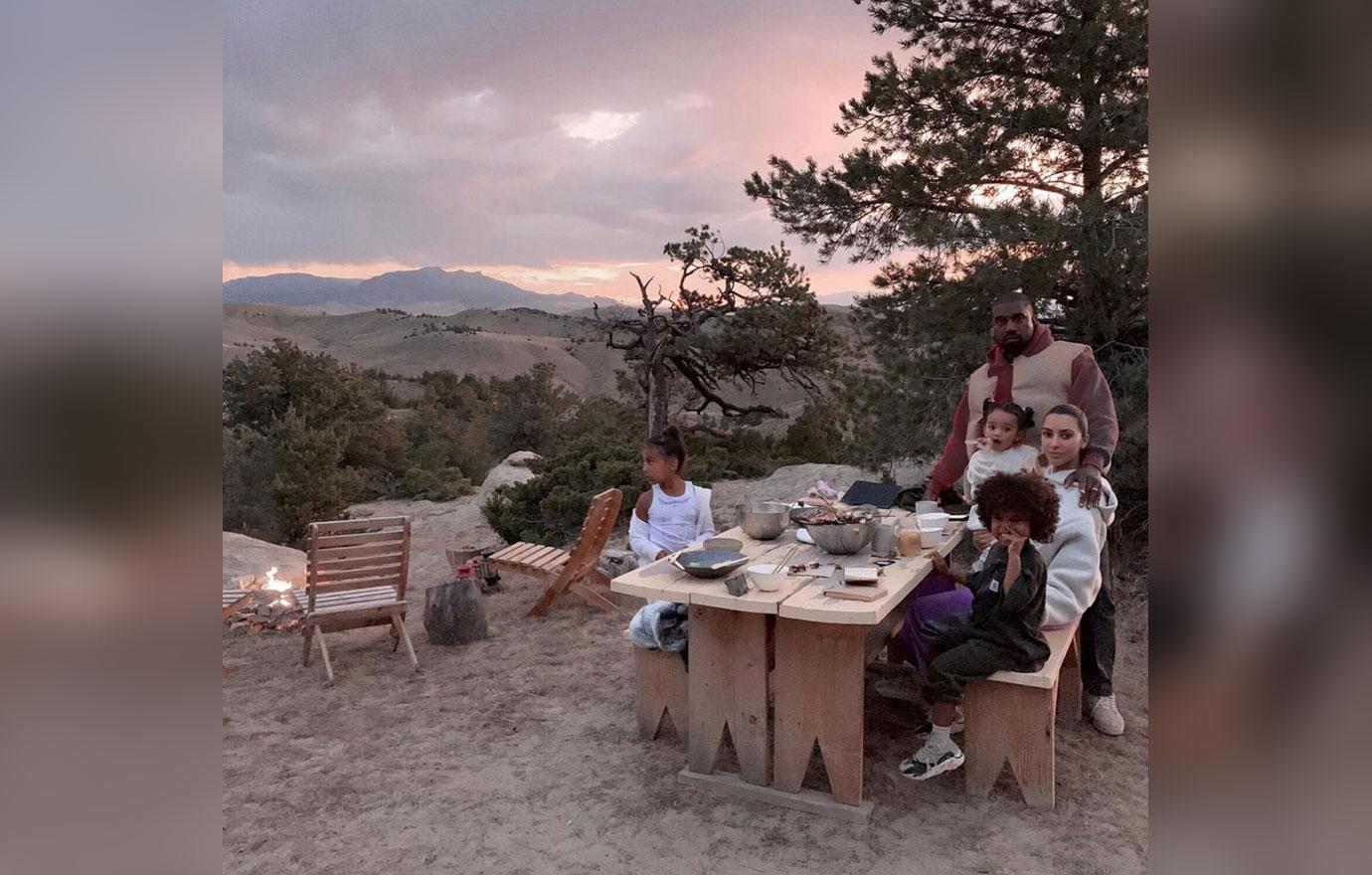 Kim Kardashian Family Dinner Photo Ranch Wyoming