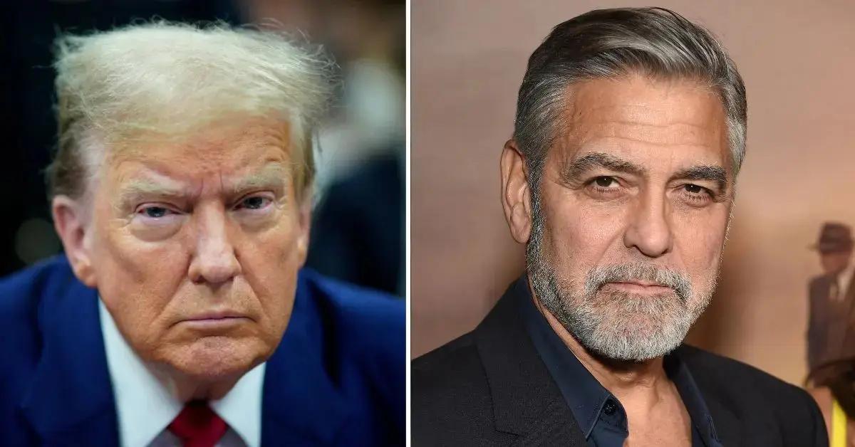 Photo of Donald Trump; picture of George Clooney.