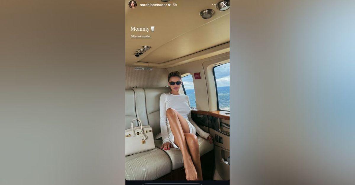 brooks nader helicopter ride wardrobe moment