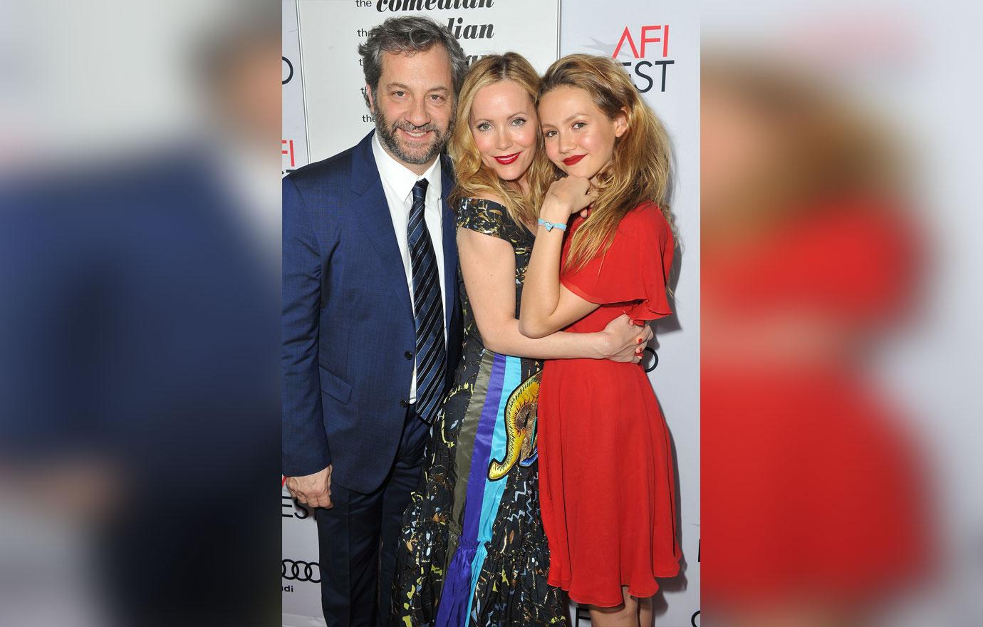 Iris Apatow and her dad Judd Apatow attend the Los Angeles Lakers