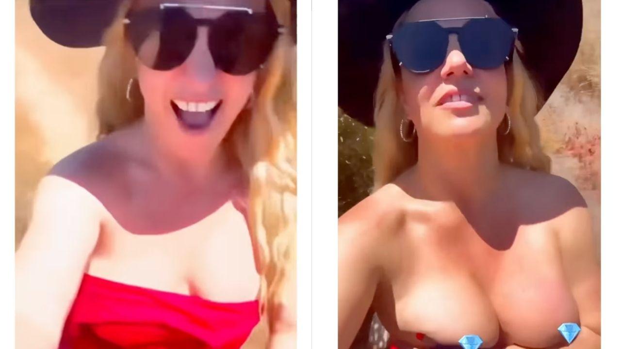 Photo of Britney Spears daringly filmed a selfie video while riding a horse.
