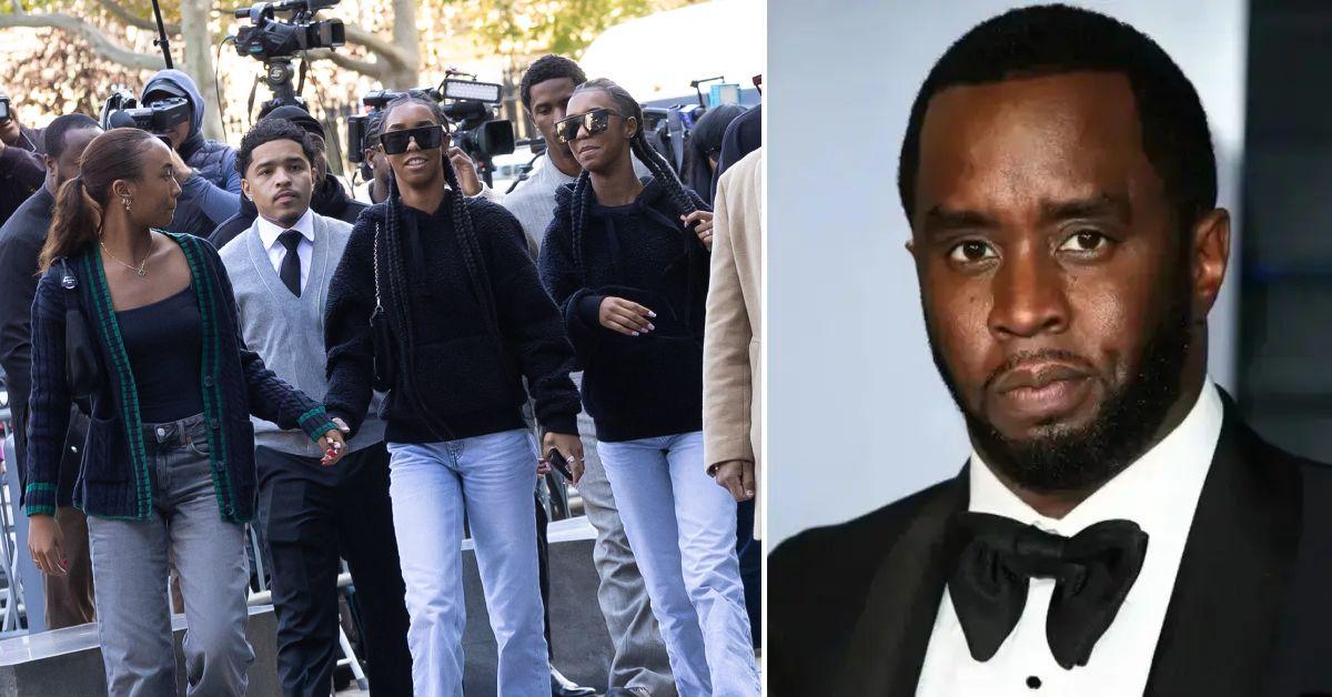 Photo of Sean 'Diddy' Combs and a picture of his three eldest daughters.