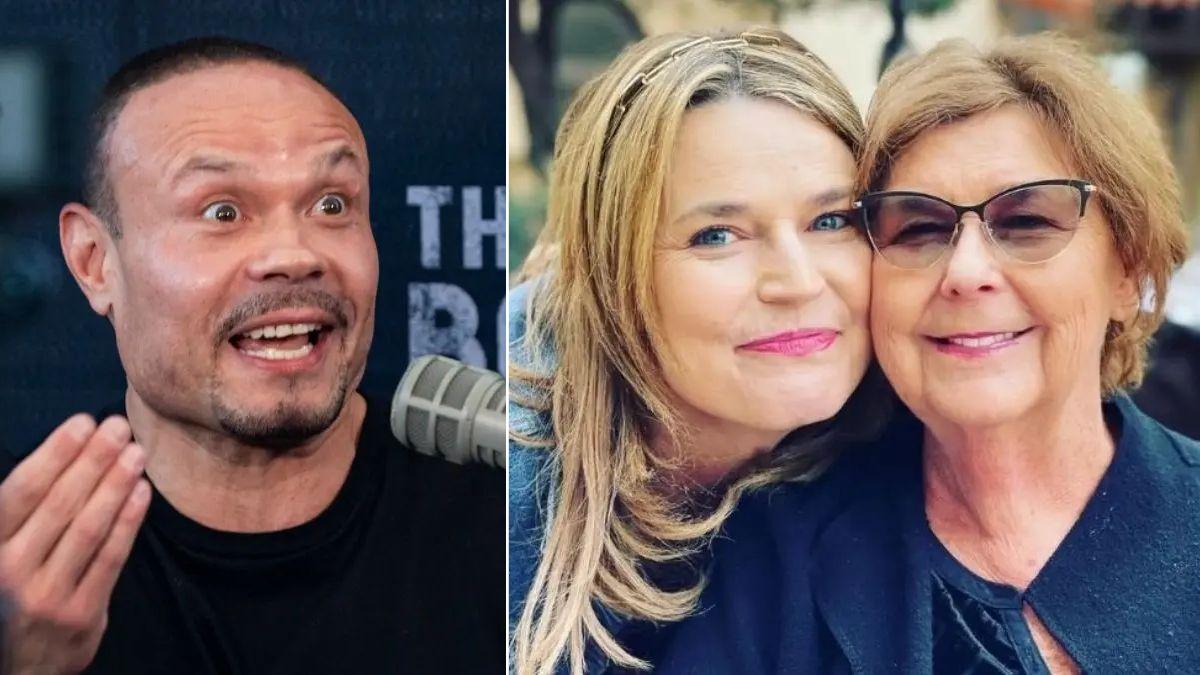Split photo of Dan Bongino; Savannah and Nancy Guthrie.