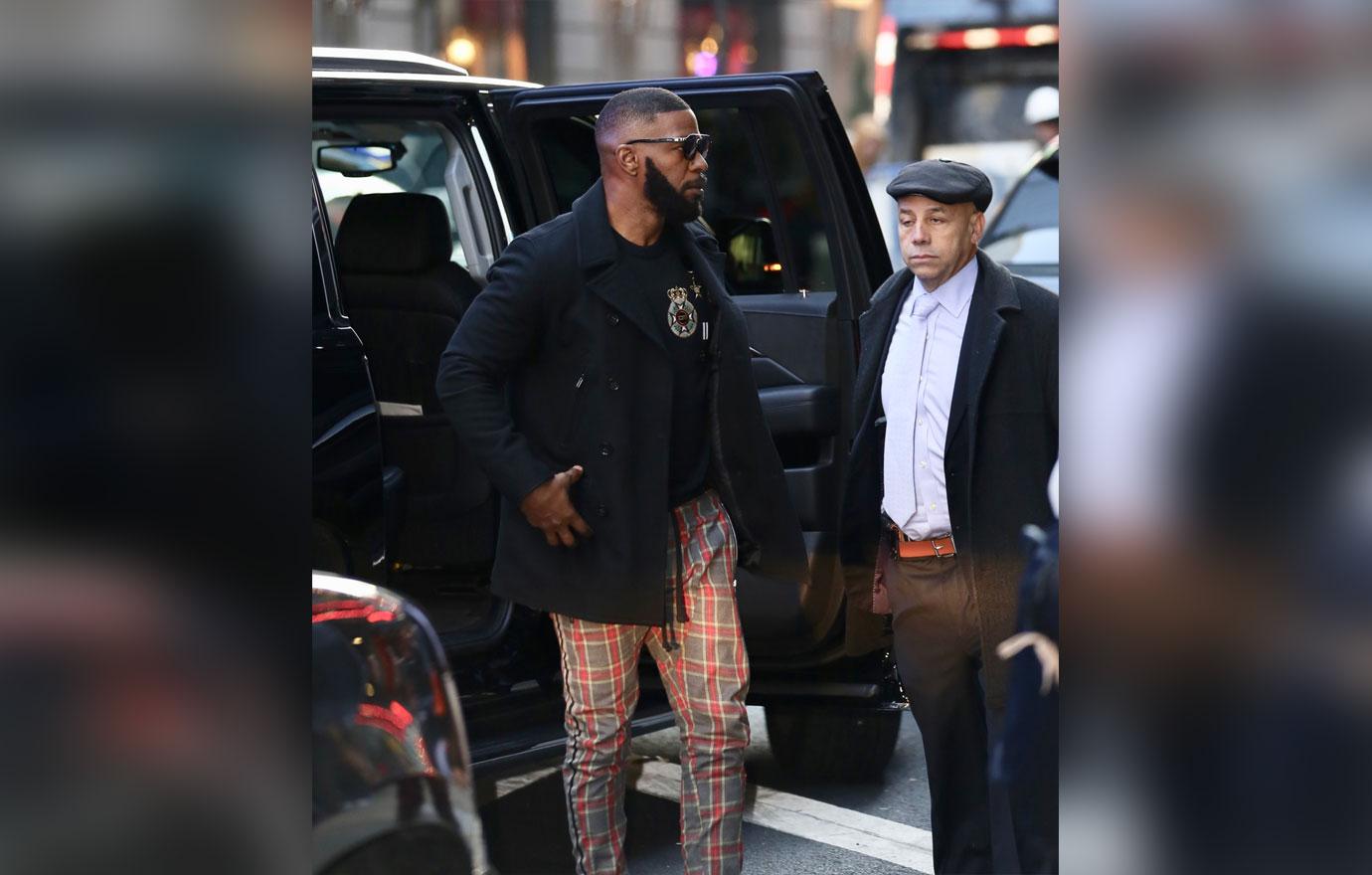 Jamie Foxx is seen arriving at Good Morning America.