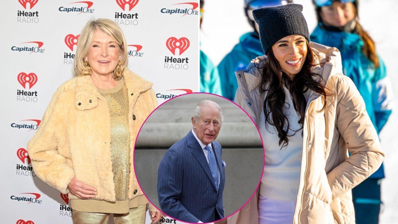 Split photo of Martha Stewart & Meghan Markle & King Charles III