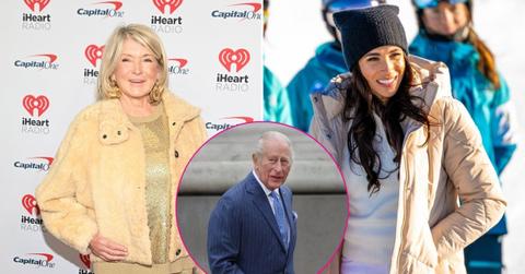 Split photo of Martha Stewart & Meghan Markle & King Charles III