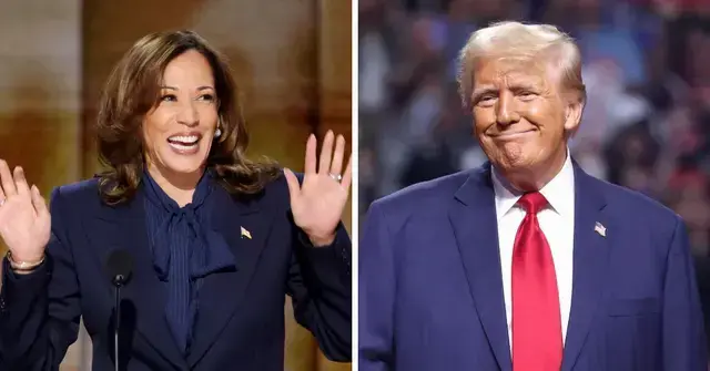 Split photo of Kamala Harris and Donald Trump.