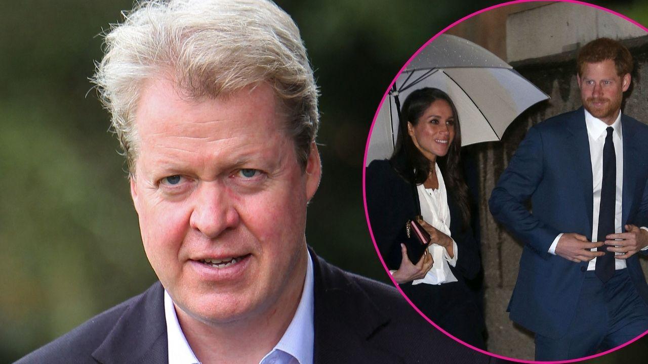 Split photo of Charles Spencer, Meghan Markle, and Prince Harry
