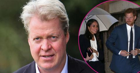 Split photo of Charles Spencer, Meghan Markle, and Prince Harry