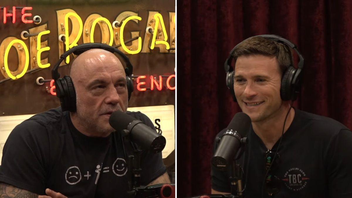 Split photo of Joe Rogan and Scott Eastwood
