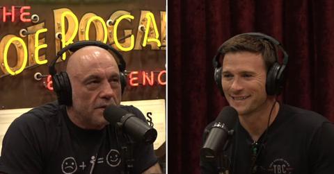 Split photo of Joe Rogan and Scott Eastwood