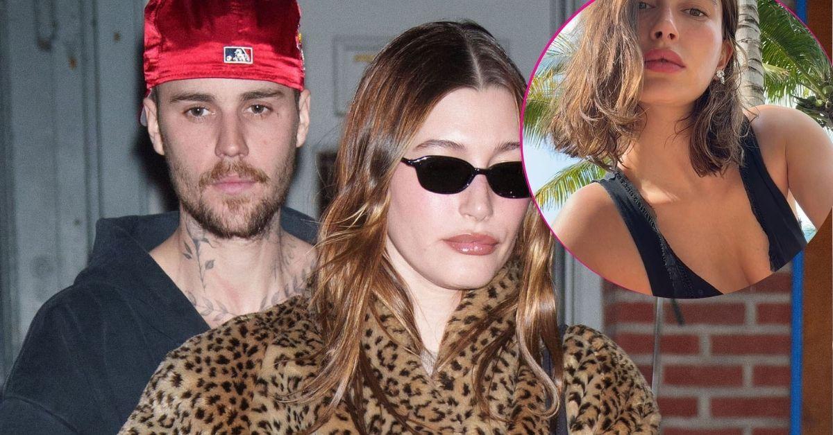 image of Hailey bieber and Justin bieber and inset of Hailey bieber