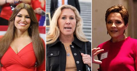 kimberly guilfoyle hangs marjorie taylor greene kari lake mocking president joe biden pp