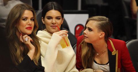 Khloe Kardashian, Cara Delevingne and Kendall Jenner at the Clippers game