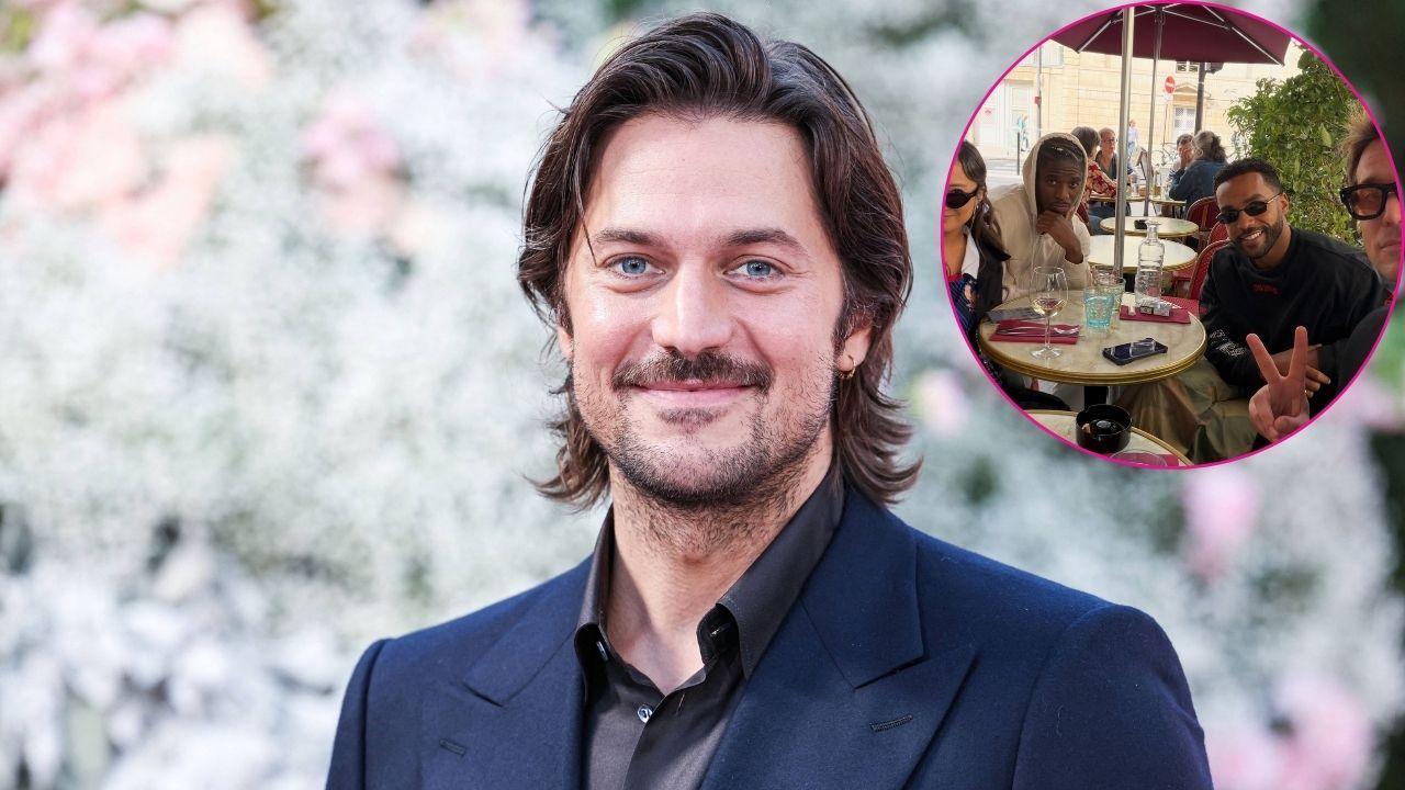 Split image of Lucas Bravo and (inset) some of his costars.