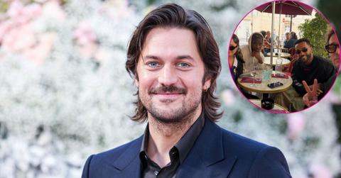 Split image of Lucas Bravo and (inset) some of his costars.