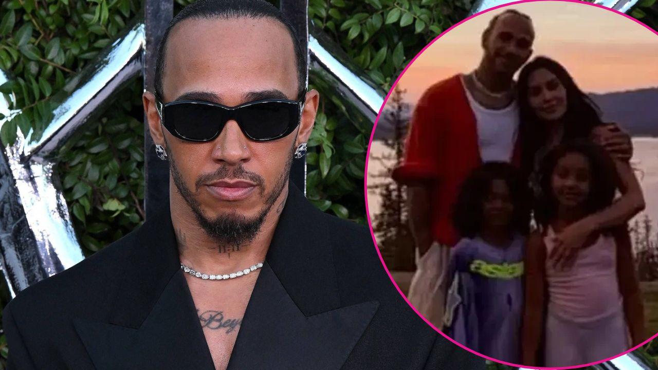 Photo of Lewis Hamilton, Kim Kardashian, and her kids