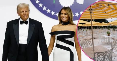 Composite photo of Donald and Melania Trump and the White House Rose Garden.