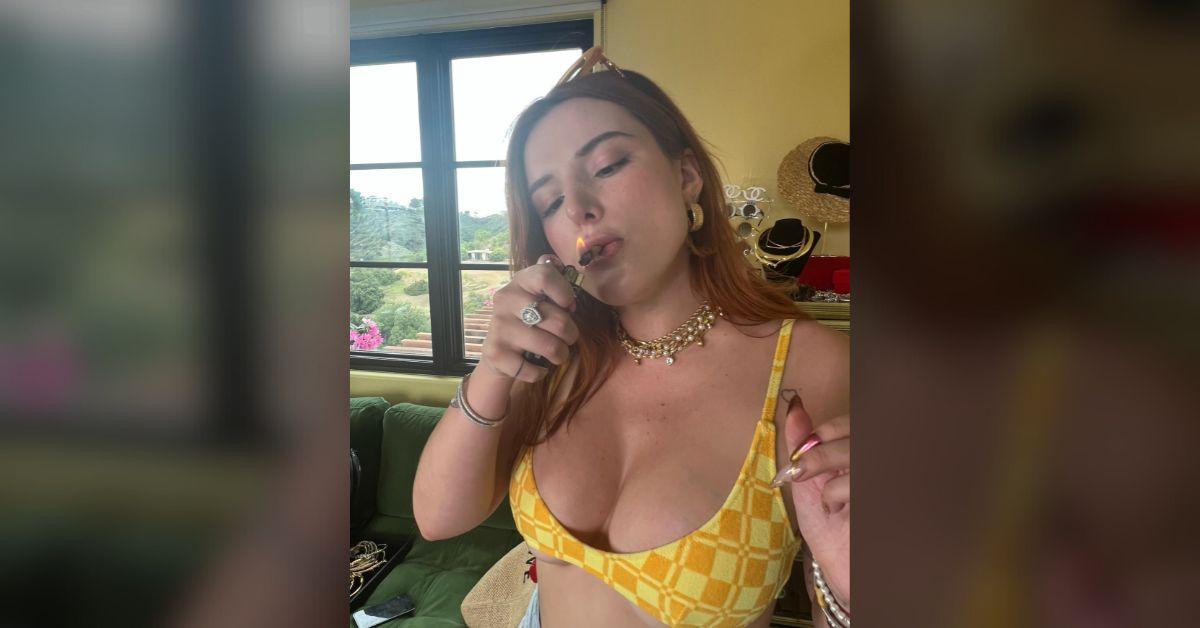 Photo of Bella Thorne flaunted her assets in a graphic print swimsuit.