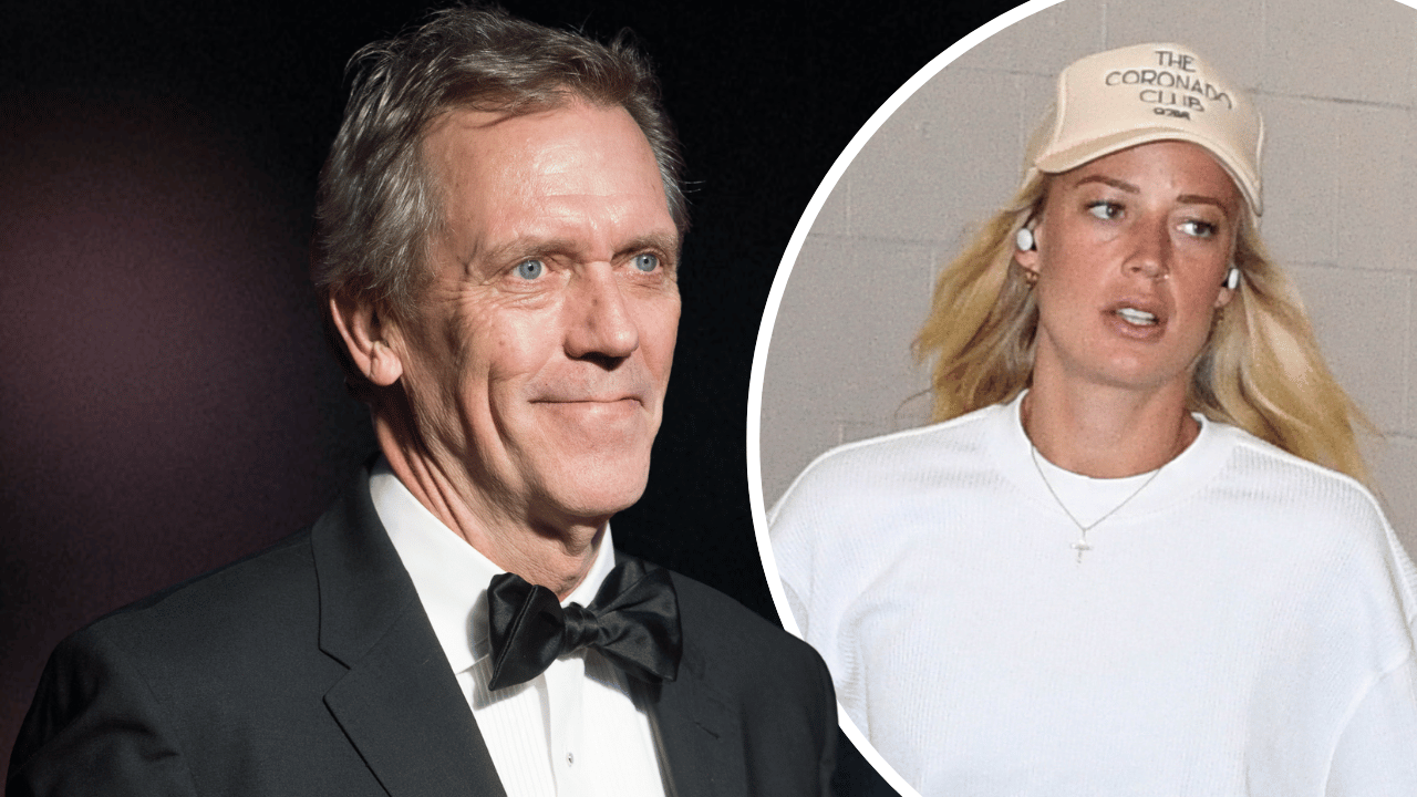 Composite photo of Hugh Laurie and Sophie Cunningham.