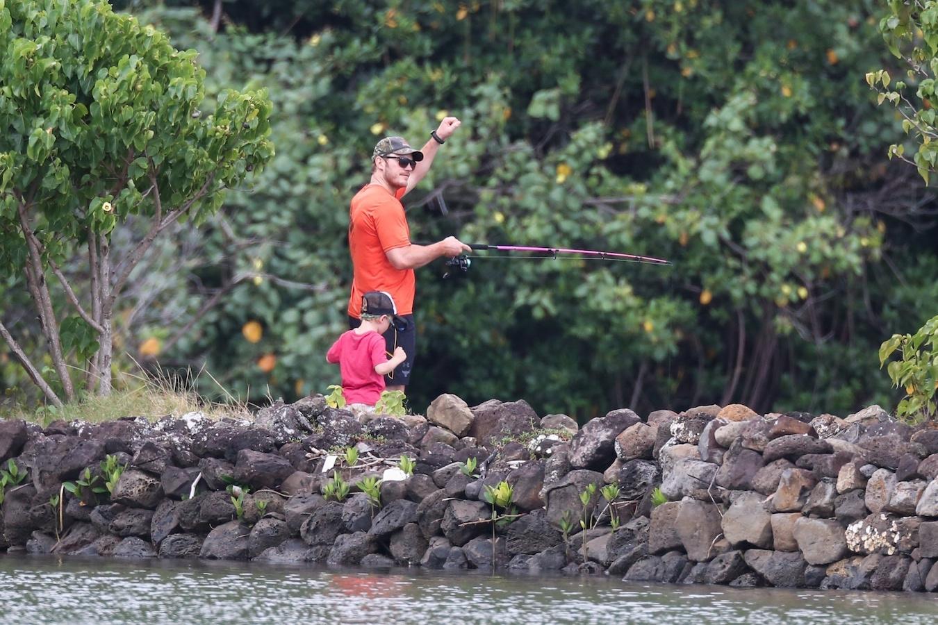 *EXCLUSIVE* Chris Pratt goes fishing with his son Jack in Hawaii