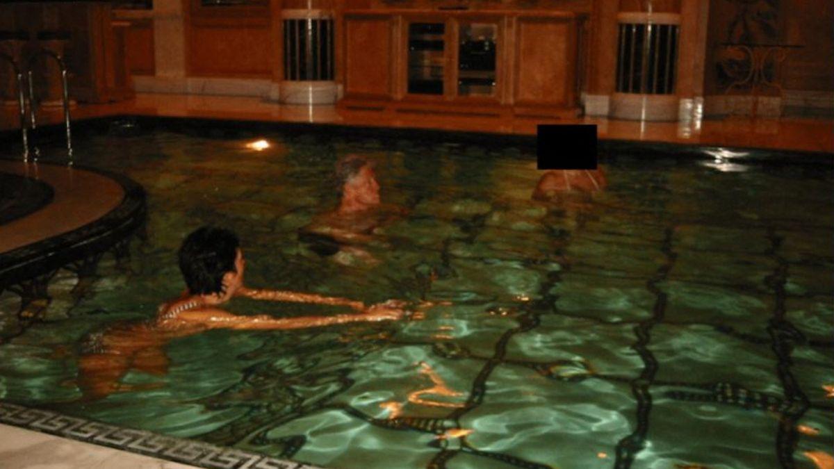 Image of Former President Bill Clinton was pictured in the pool with Ghislaine Maxwell and an unidentified woman.