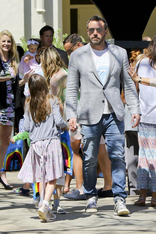 Jennifer Garner and Ben Affleck look happy as they leave Easter church service