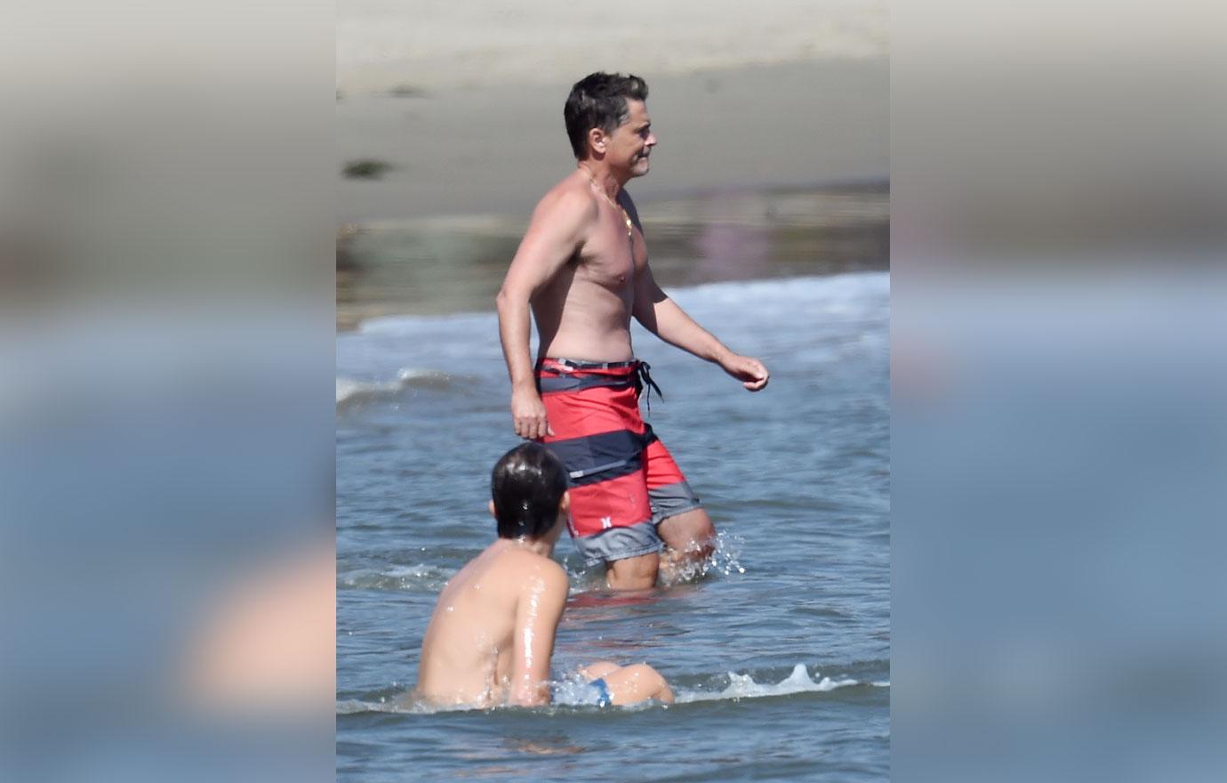 rob lowe and son at the beach on easter weekend