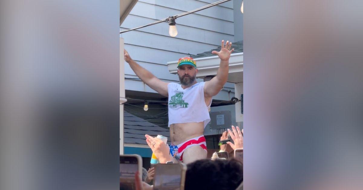 jason kelce american flag swimsuit