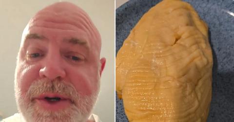 Split photo of Fraser Morse and Aldi chicken breast